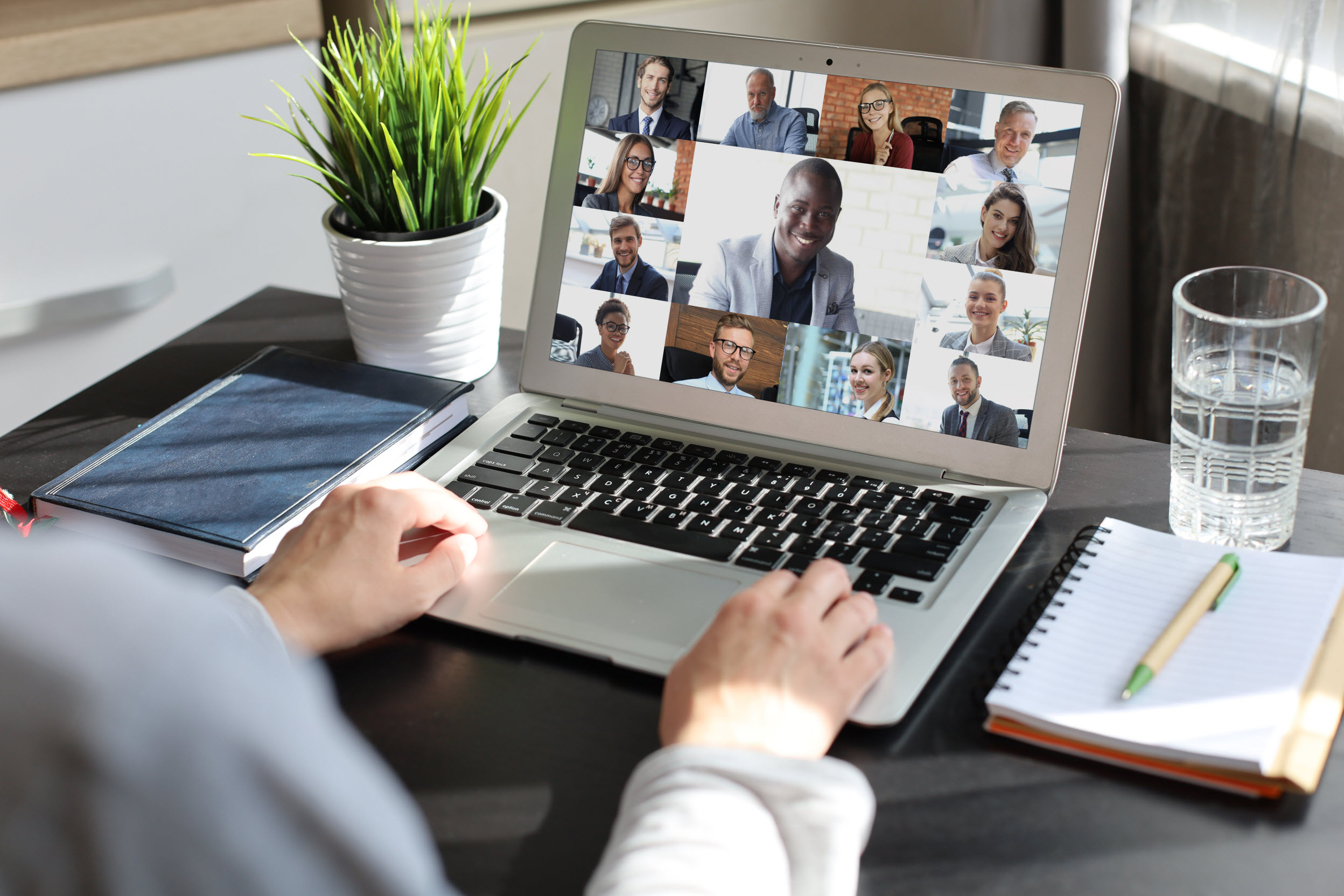 Person at Computer in Virtual Meeting