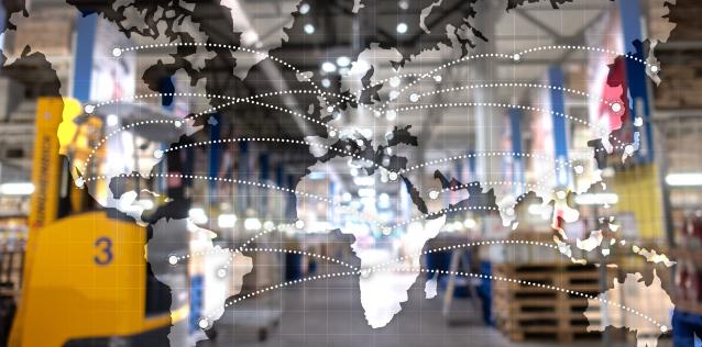 Global map overlay of manufacturing warehouse