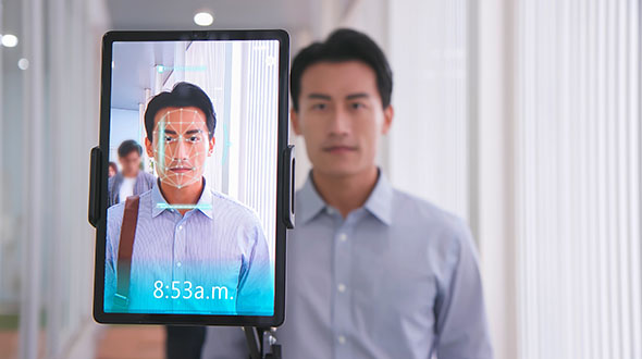 man demonstrating biometrics