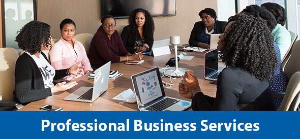 group of professionals at conference table